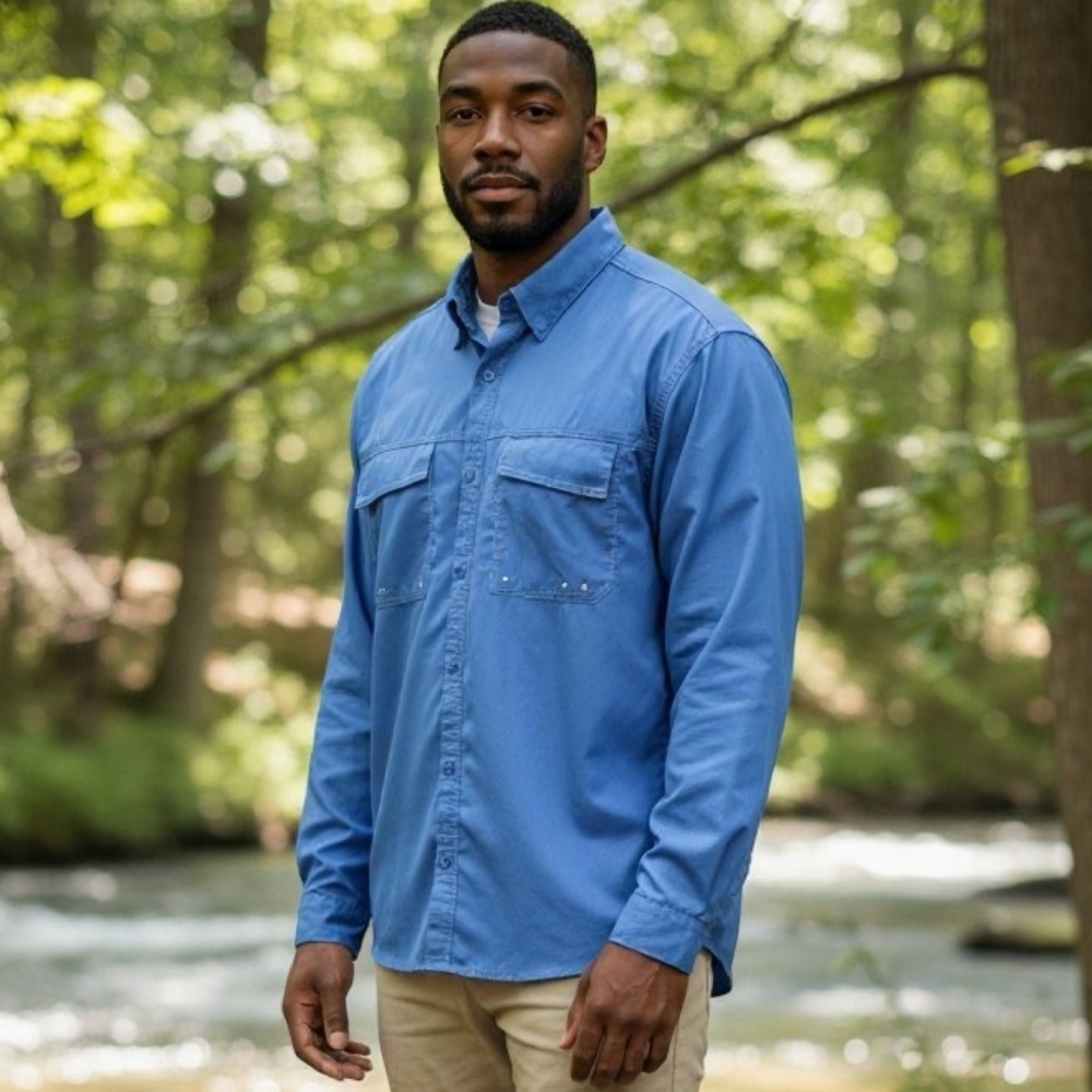Cabela's Men's Royal Blue Long-Sleeve Button-Down Shirt